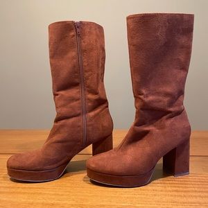 Brown Suede Go Go Style Boots